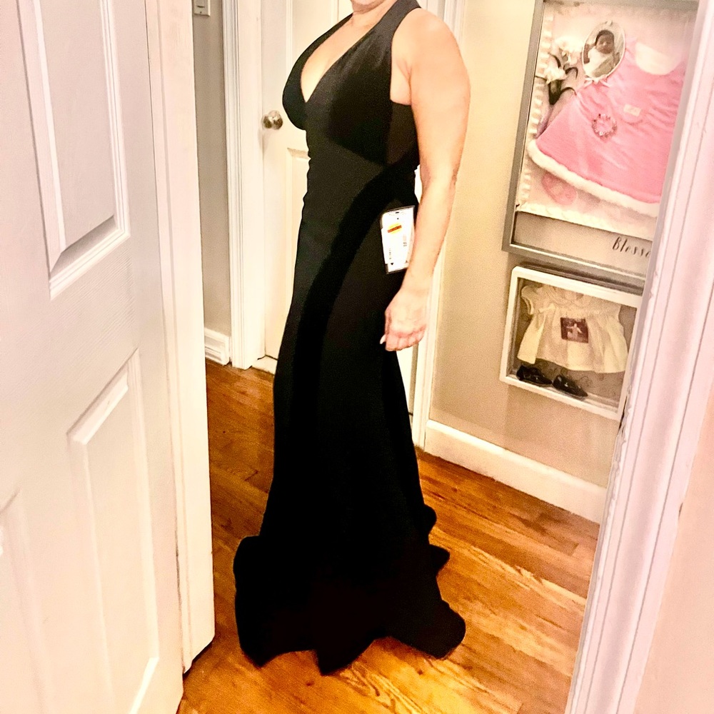 Black tuxedo dress two tone black